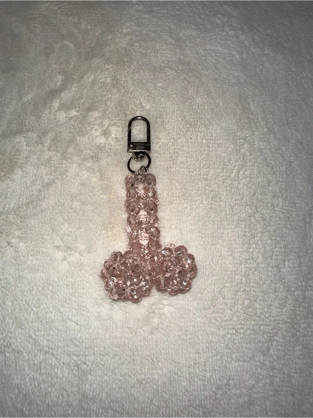 Pink Beaded Crystal Key & Card Holder Charm